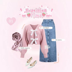 Litta Oneset OOTD Remaja Rok Jeans Setelan Liburan - KK224