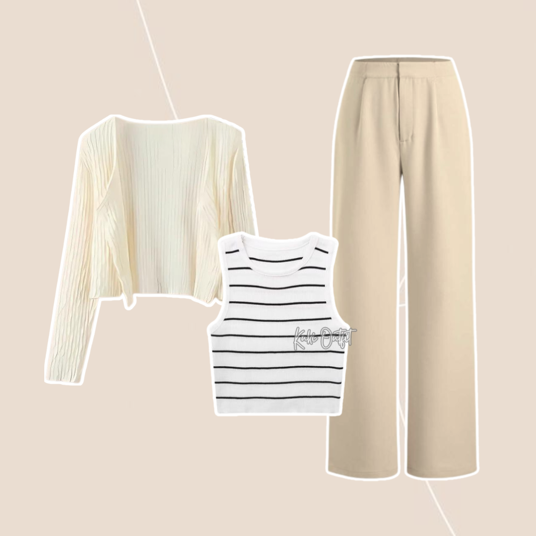 Oneset Cardigan Korean Style 3in1 Paket OOTD - KK139