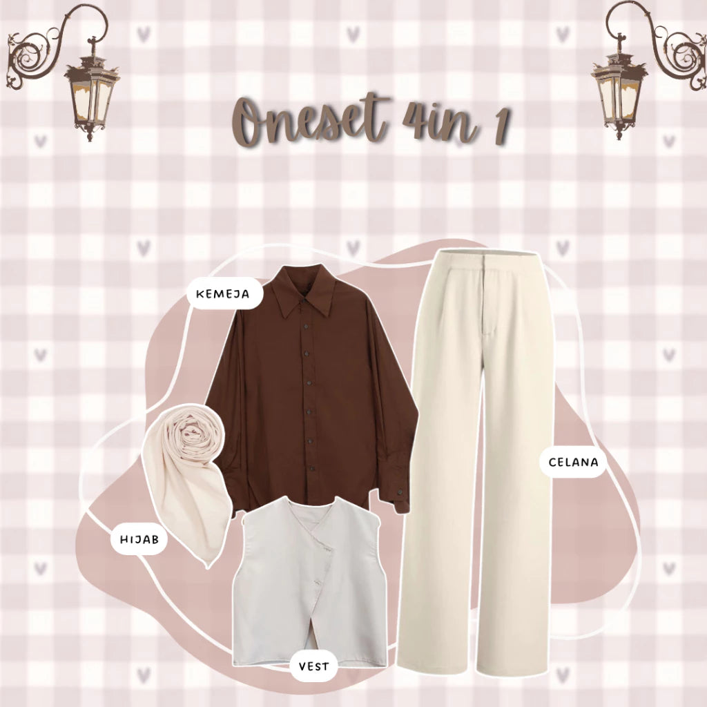 One Set 3 in 1 Outfit Wanita Kekinian Set Korean Style Remaja - LO56