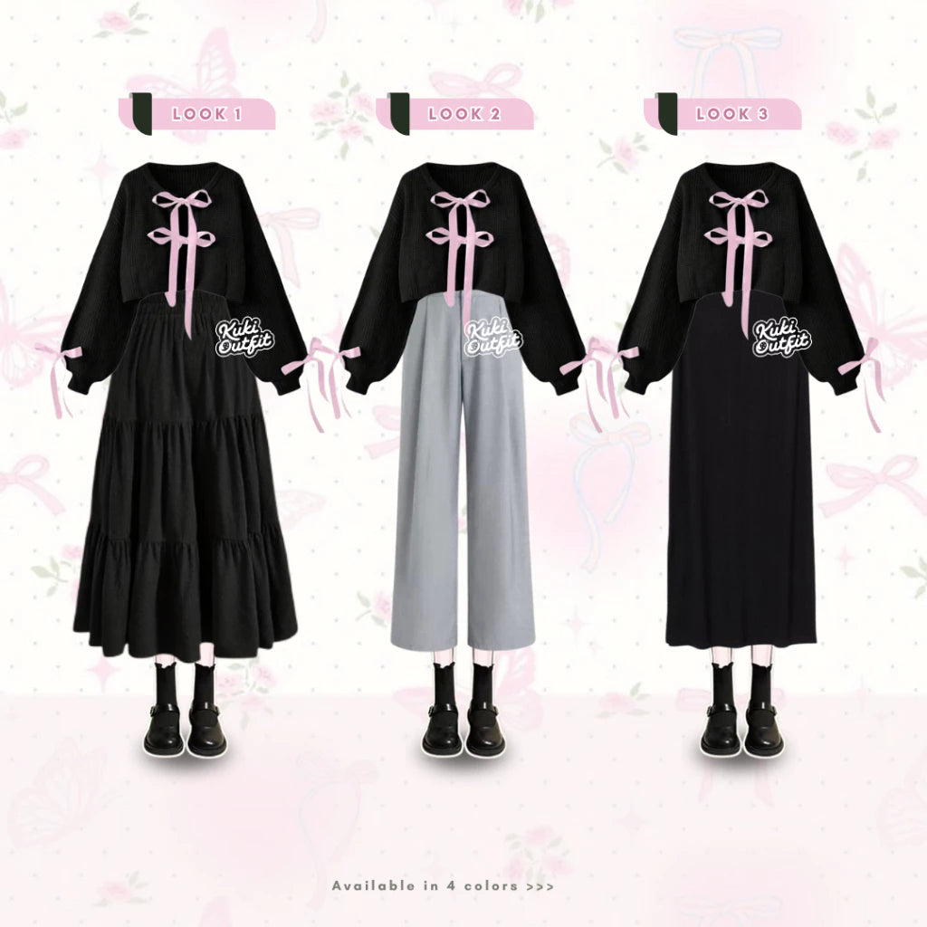Kuki Outfit One Set Korean Style Remaja Wanita Kekinian - KA35