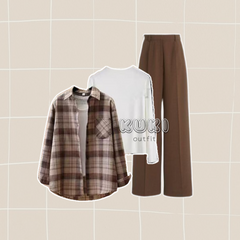 One Set Wanita Kekinian Oneset 3in1 Style Flanel - KK07