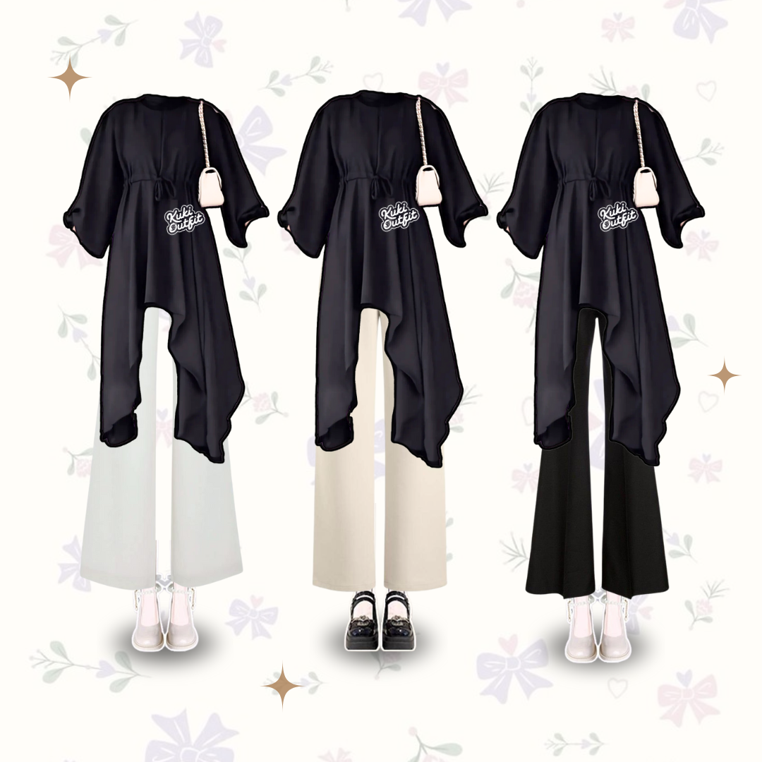 Hukio Set Outfit Korean Style Hijab One Set Remaja Kekinian - KA30