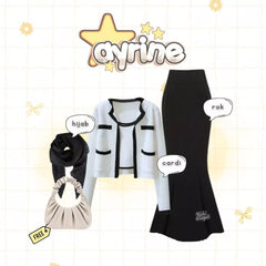 Ayrine Setelan Rok Duyung Cardigan Oneset Korean Style Kekinian - KK238