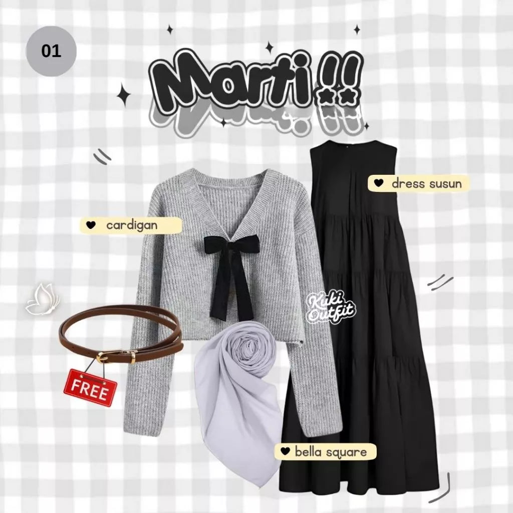 Marfie OOTD 1 Set Pakaian Wanita Setelan Rok Kekinian - KK227