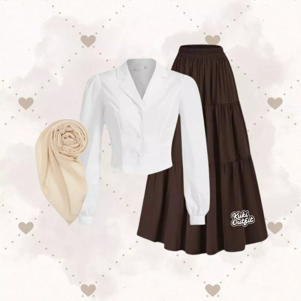 Retro Outfit OOTD Selebgram One Set Wanita Kekinian - KK226