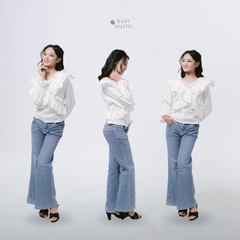 KUKI OUTFIT - Atasan Callista Ruffle Blossom Blouse Katun Lengan Panjang Casual