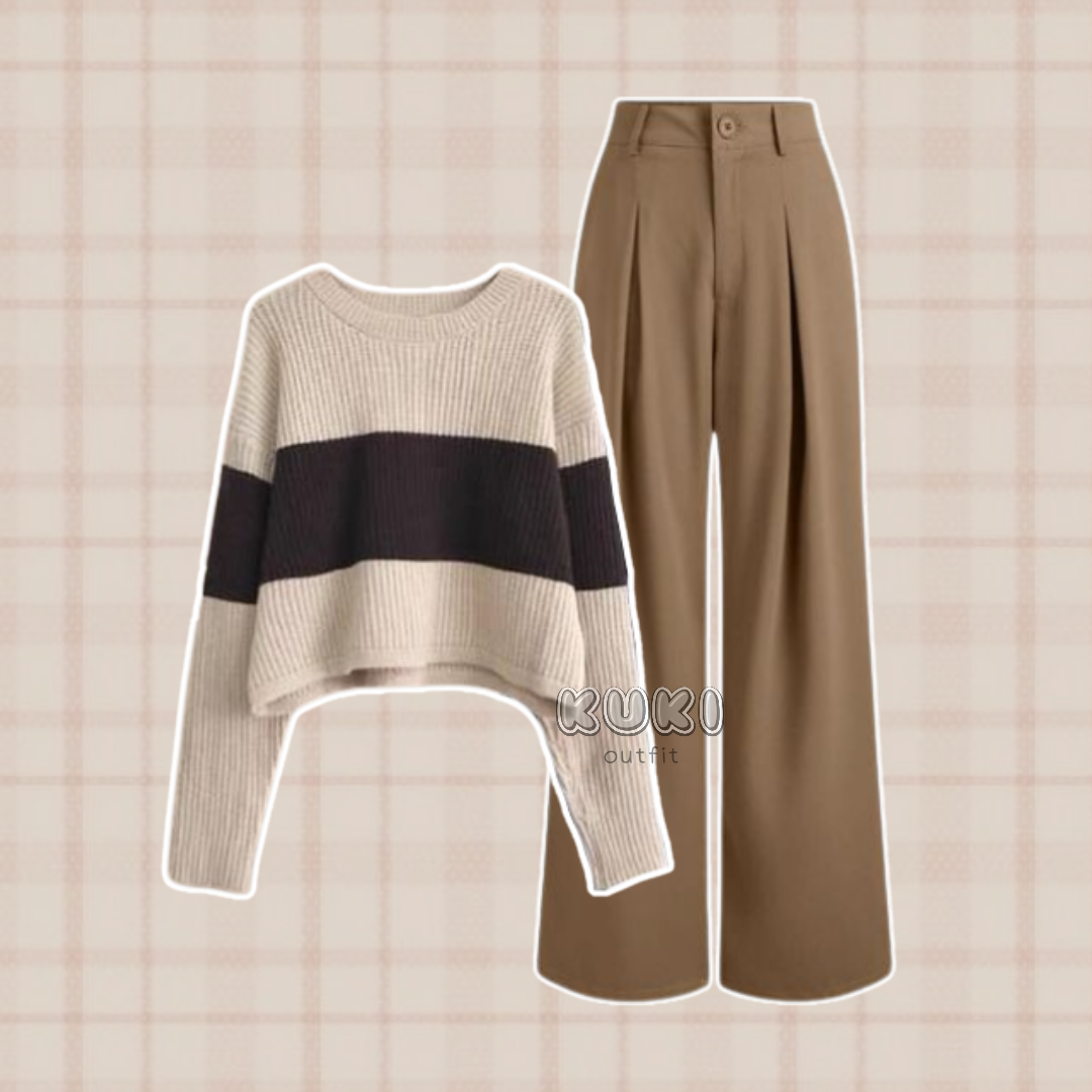 One Set Wanita Korean Stye Outfit Kekinian - KK79