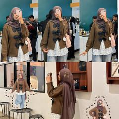 KUKI OUTFIT - 1 Set Atasan Korean 3in1 Sweater Celana Lace Skirt | Style Hangout Remaja Kece Atasan Pita Lucu Terbaru Terkini KD01