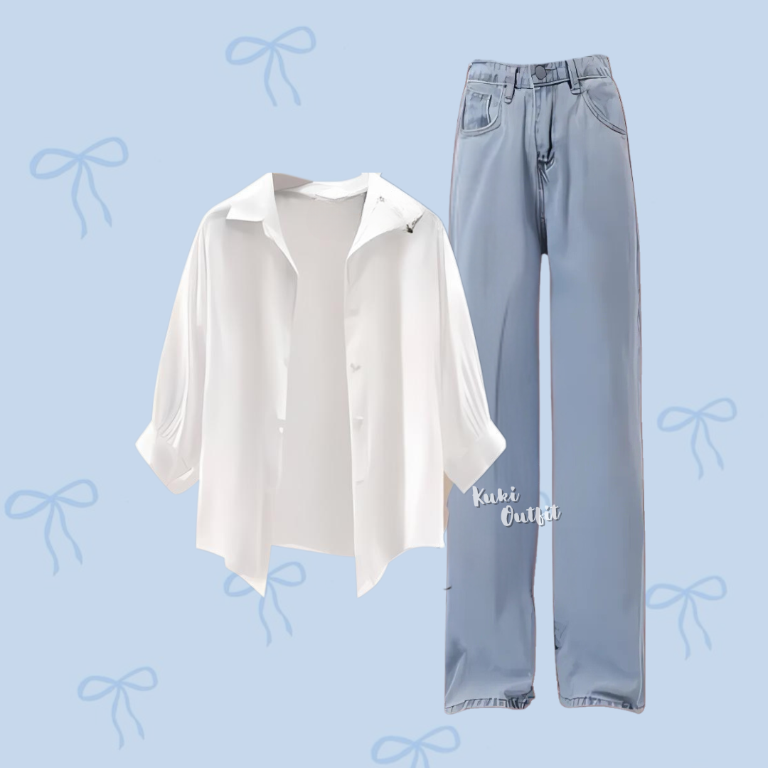 1 Set Outfit (Kemeja, Celana Jeans, Tanktop) - KK149