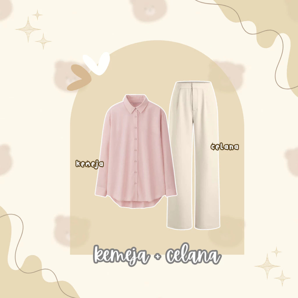 One Set OOTD Hijab Style 3 in 1 Setelan Wanita Kekinian Remaja - LO07