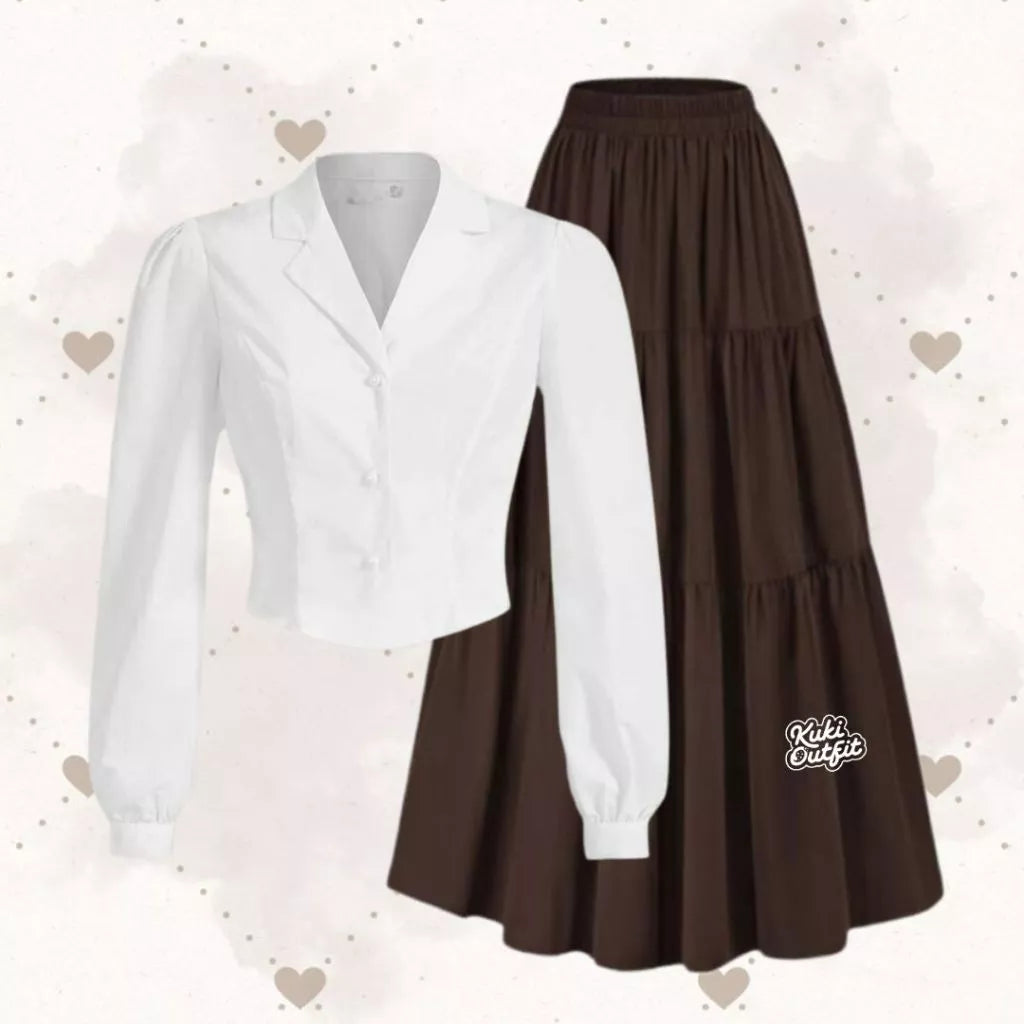 Retro Outfit OOTD Selebgram One Set Wanita Kekinian - KK226