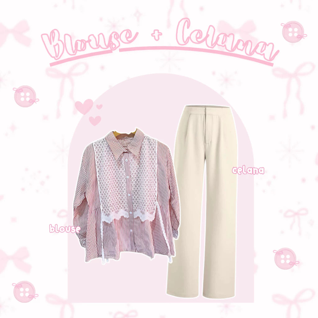 Oneset Outfit Pink Remaja Set OOTD Wanita Cute Kekinian - LO29