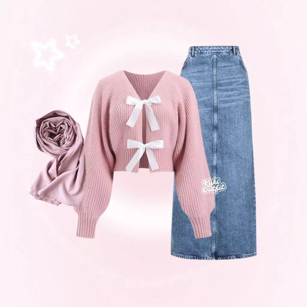 Litta Oneset OOTD Remaja Rok Jeans Setelan Liburan - KK224