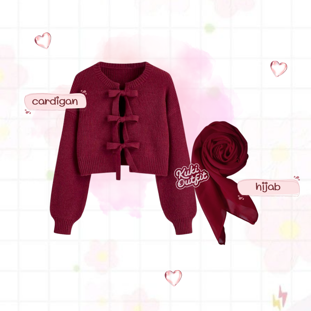Luvwel 1 Set One Set Cardigan Ribbon Remaja Korean Style Wanita - KA44