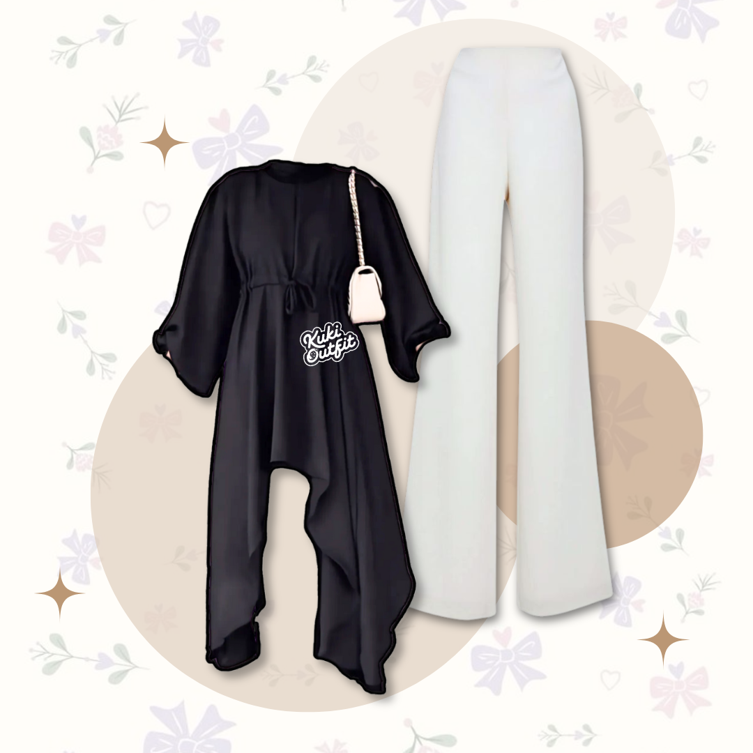 Hukio Set Outfit Korean Style Hijab One Set Remaja Kekinian - KA30