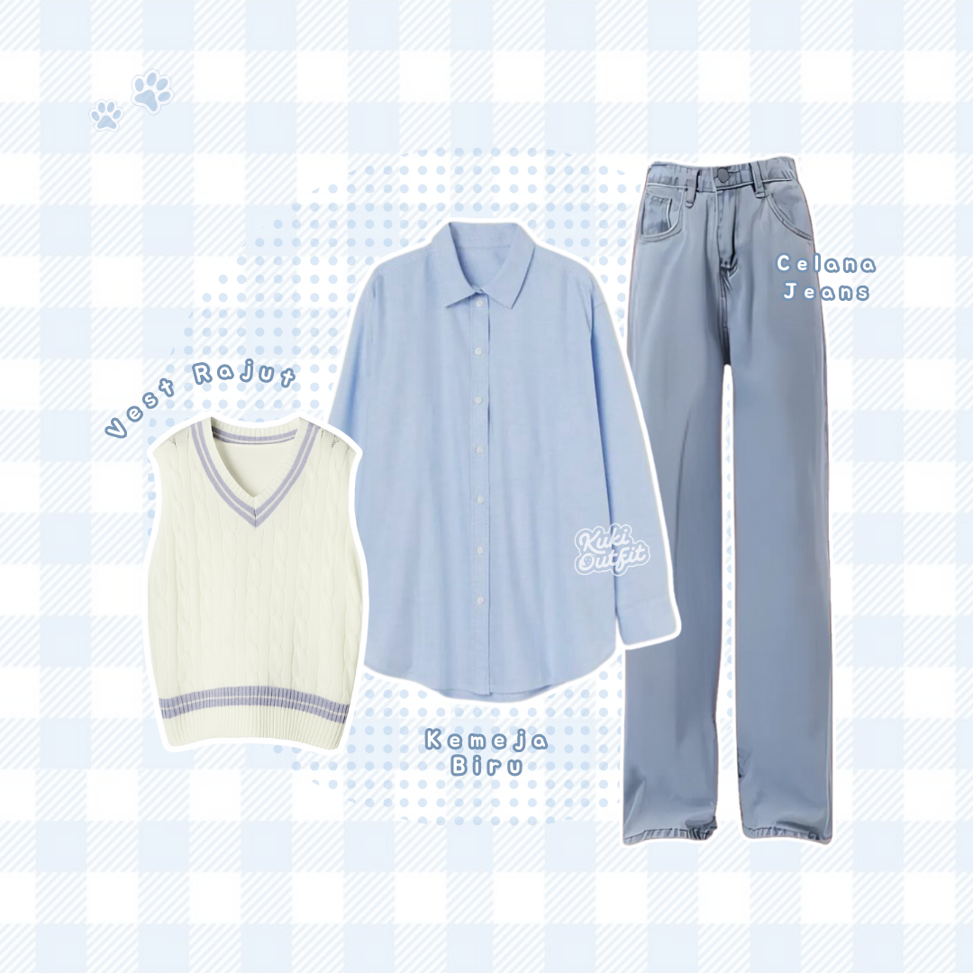 Sean Baju One Set Wanita Korean Style Rompi Setelan - KK248