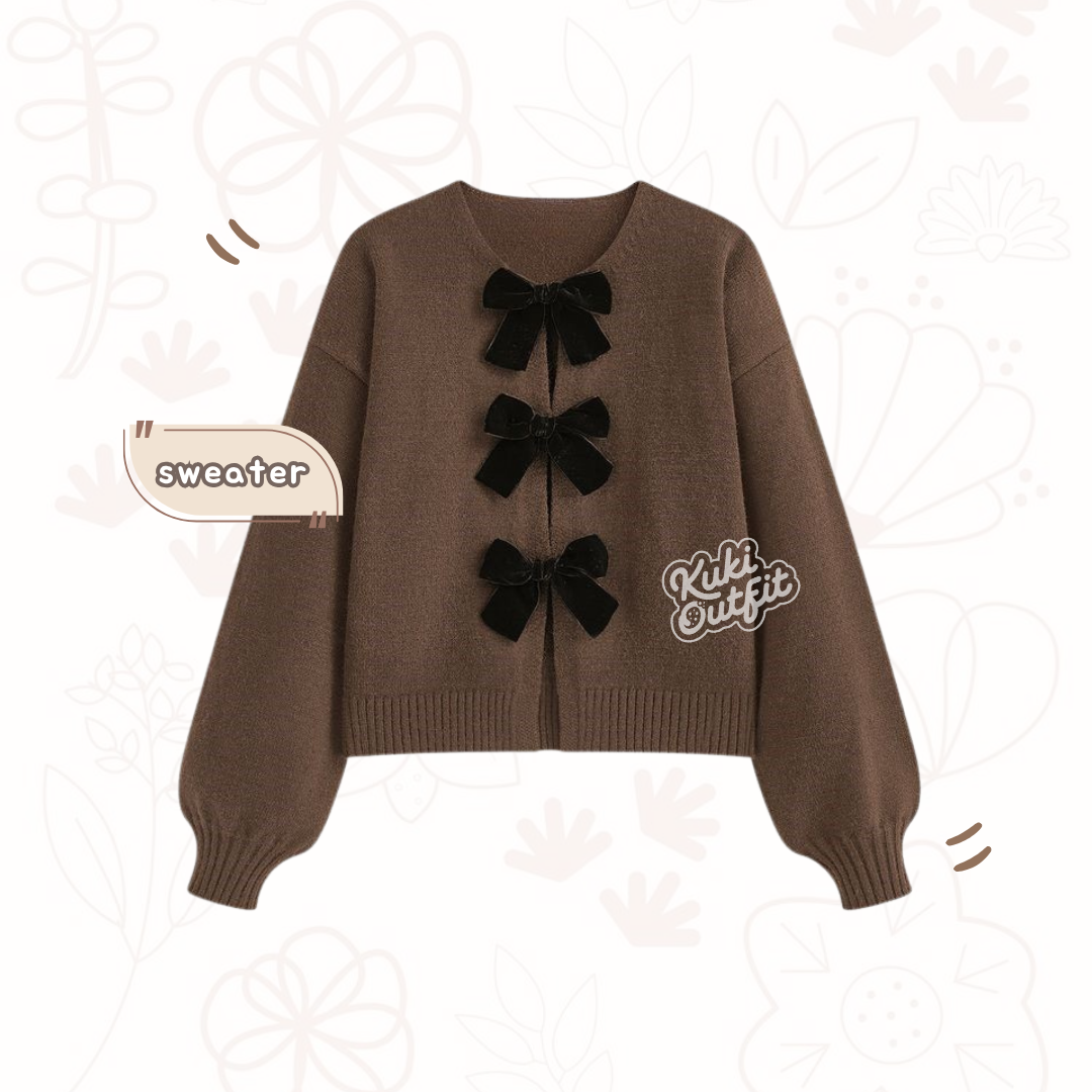 Kuki Outfit - Paket Baju Rajut Setelan OOTD Sweater Rajut Choco - KA66