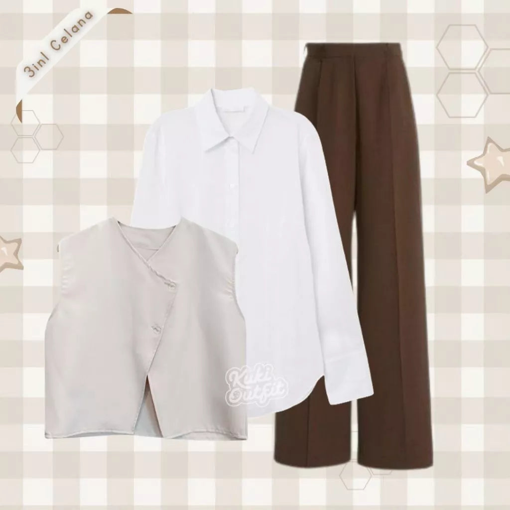 Dyna One Set OOTD Hijab Style 3 in 1 Setelan Wanita Kekinian Remaja - KK229