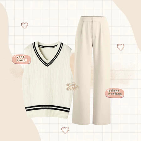 Xia Oneset Baju Wanita Korean Style Setelan Wanita Kekinian - Z45