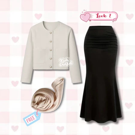 Savella One Set Blazer 3in1 Outfit Korea Style Wanita Paket OOTD - KA33