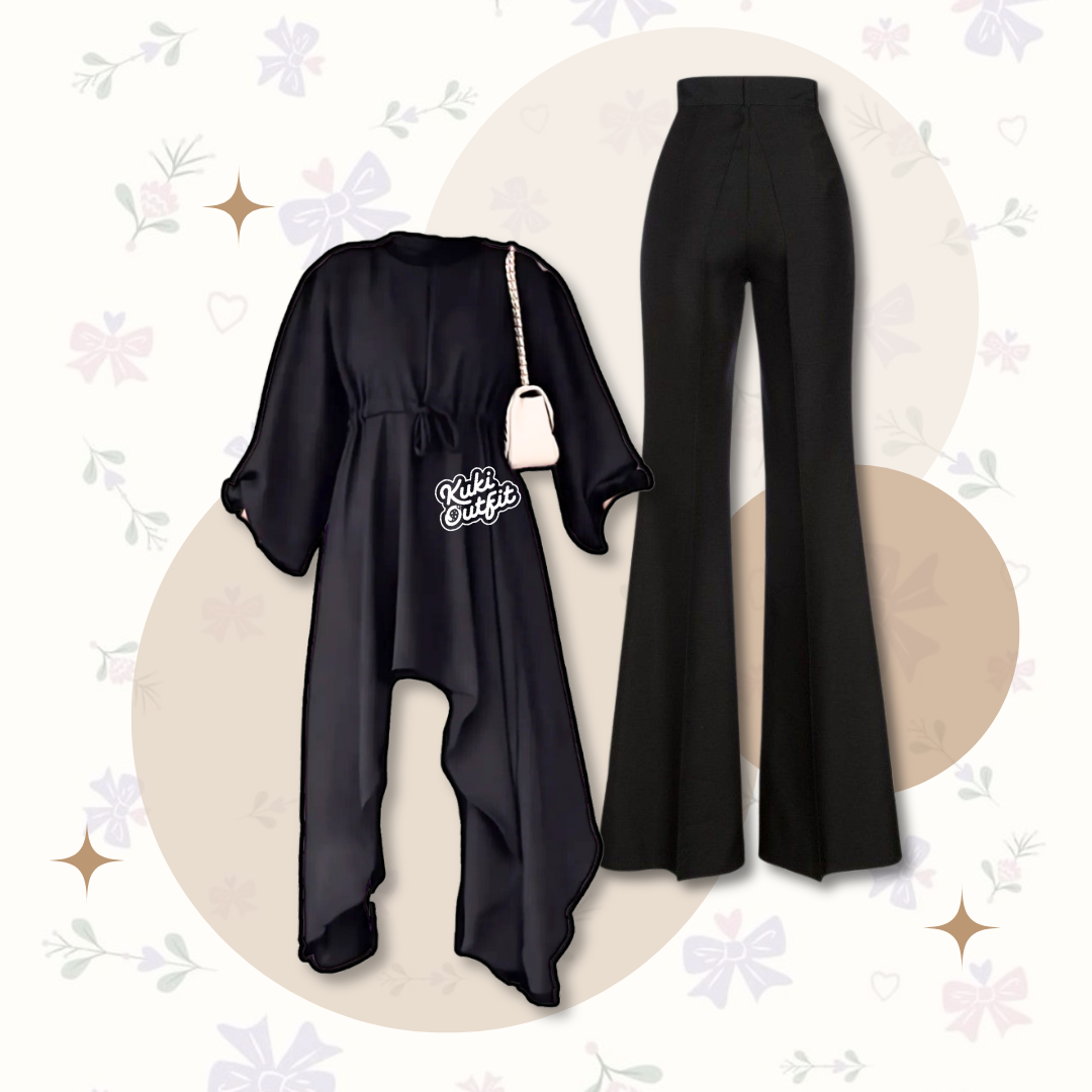 Hukio Set Outfit Korean Style Hijab One Set Remaja Kekinian - KA30