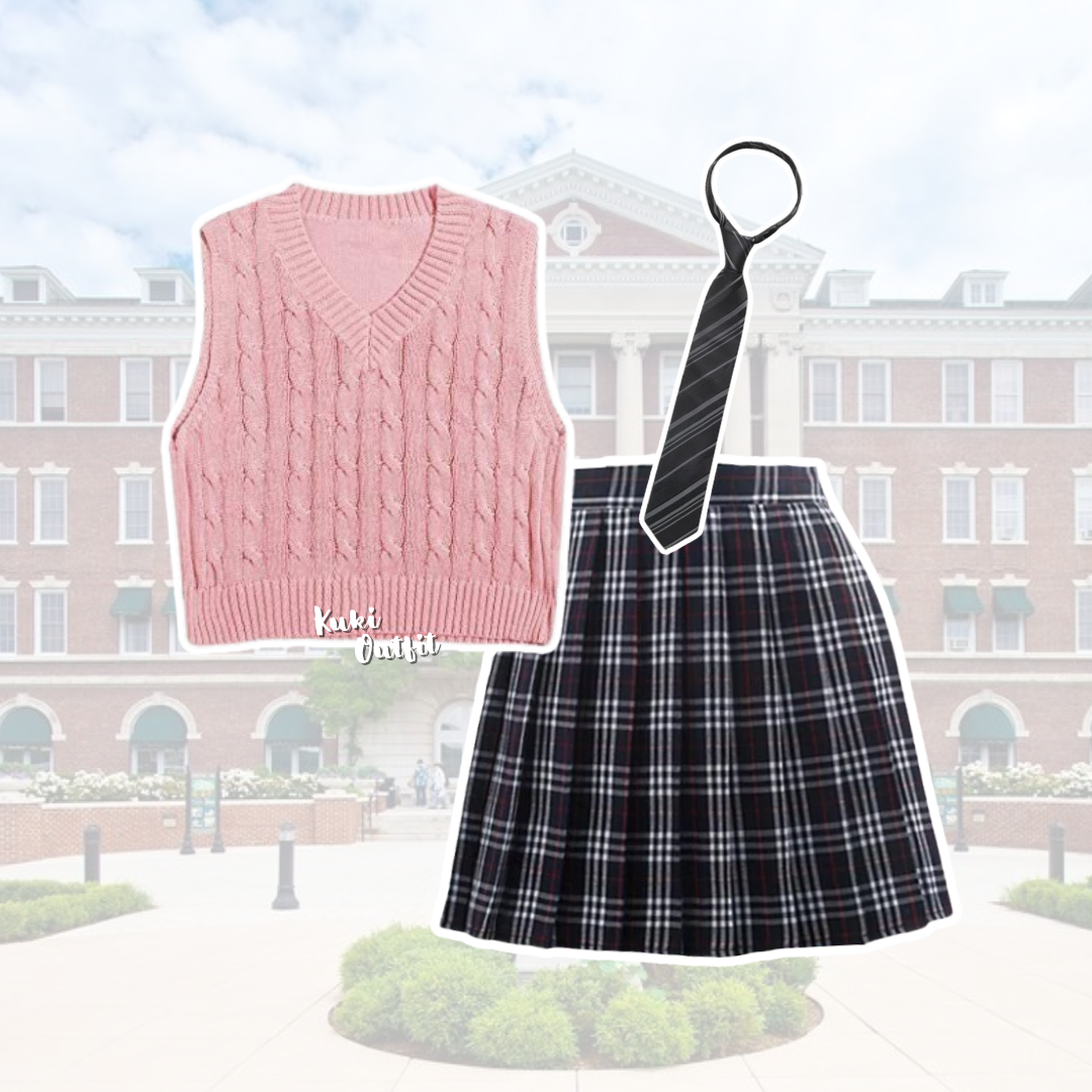 Outfit American School Yearbook OOTD Style - KK203