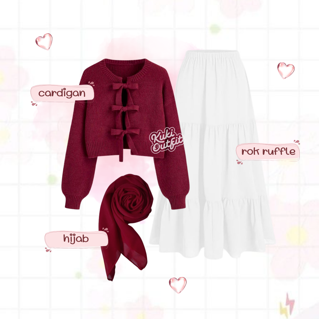Luvwel 1 Set One Set Cardigan Ribbon Remaja Korean Style Wanita - KA44