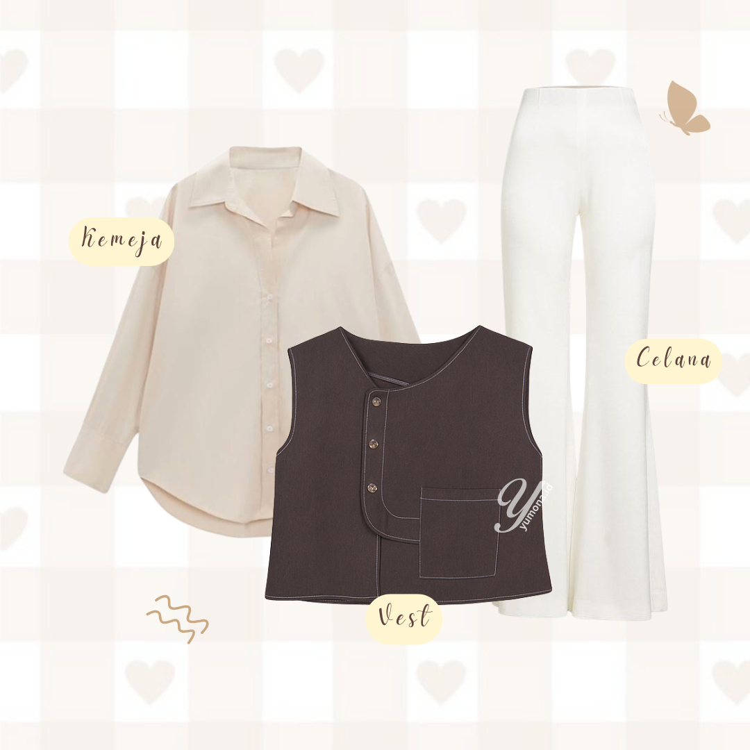 Tawffie One Set Wanita Kekinian Setelan Celana Cutbray Wanita - KA51