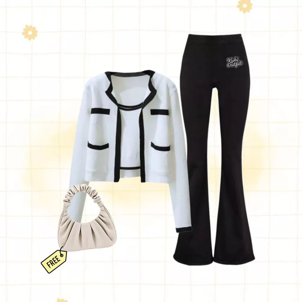 Ayrine Setelan Rok Duyung Cardigan Oneset Korean Style Kekinian - KK238