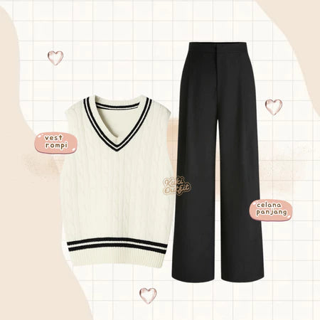 Xia Oneset Baju Wanita Korean Style Setelan Wanita Kekinian - Z45