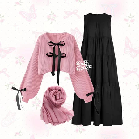 Kuki Outfit One Set Korean Style Remaja Wanita Kekinian - KA35