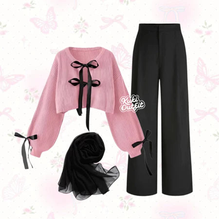 Kuki Outfit One Set Korean Style Remaja Wanita Kekinian - KA35