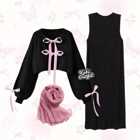 Kuki Outfit One Set Korean Style Remaja Wanita Kekinian - KA35